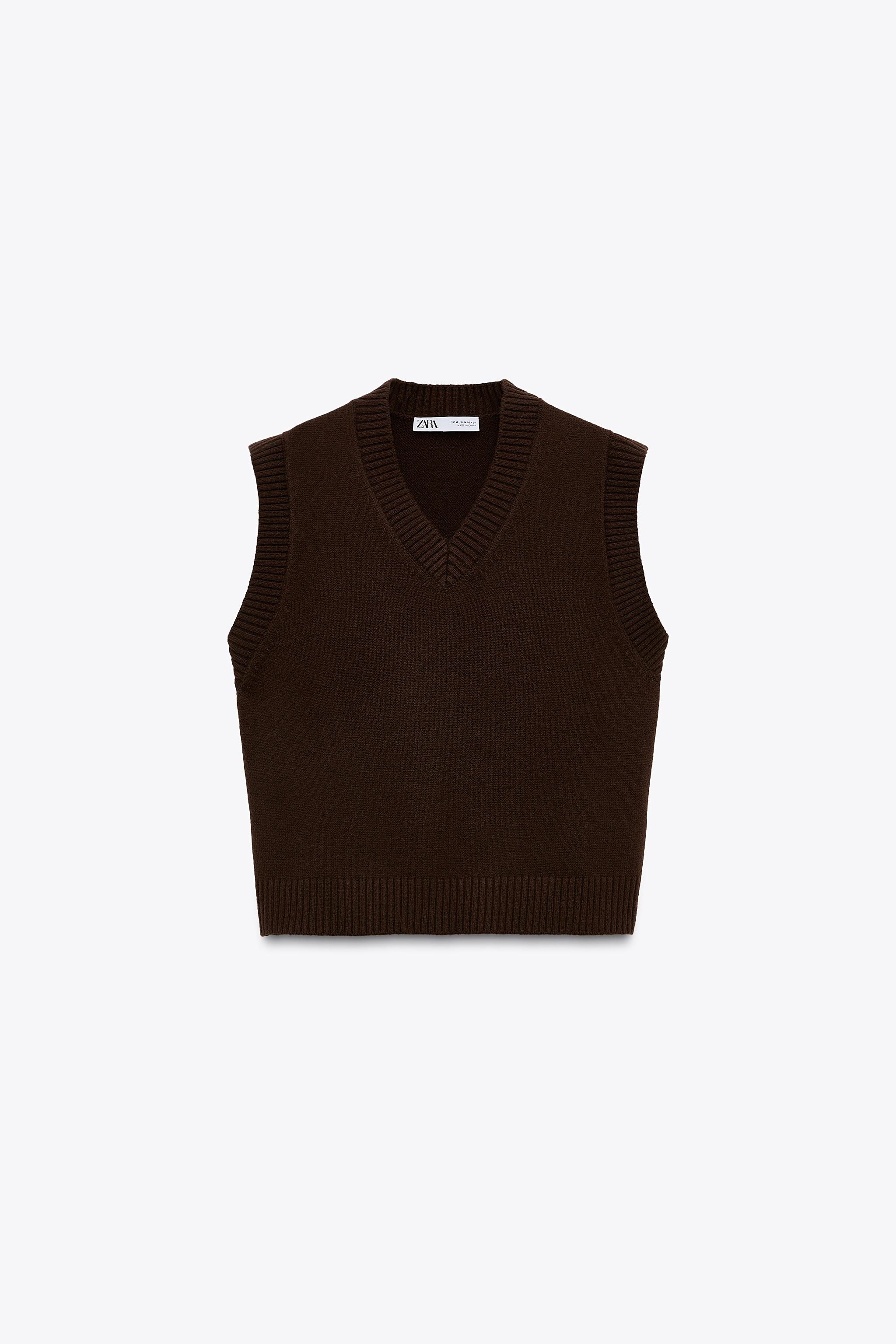 プレーンニットベスト - ダークブラウン | ZARA Japan / 日本