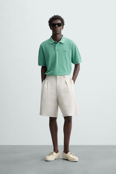 POLO PIQUÉ LAVADO - verde lavado de Zara - Imagen 0