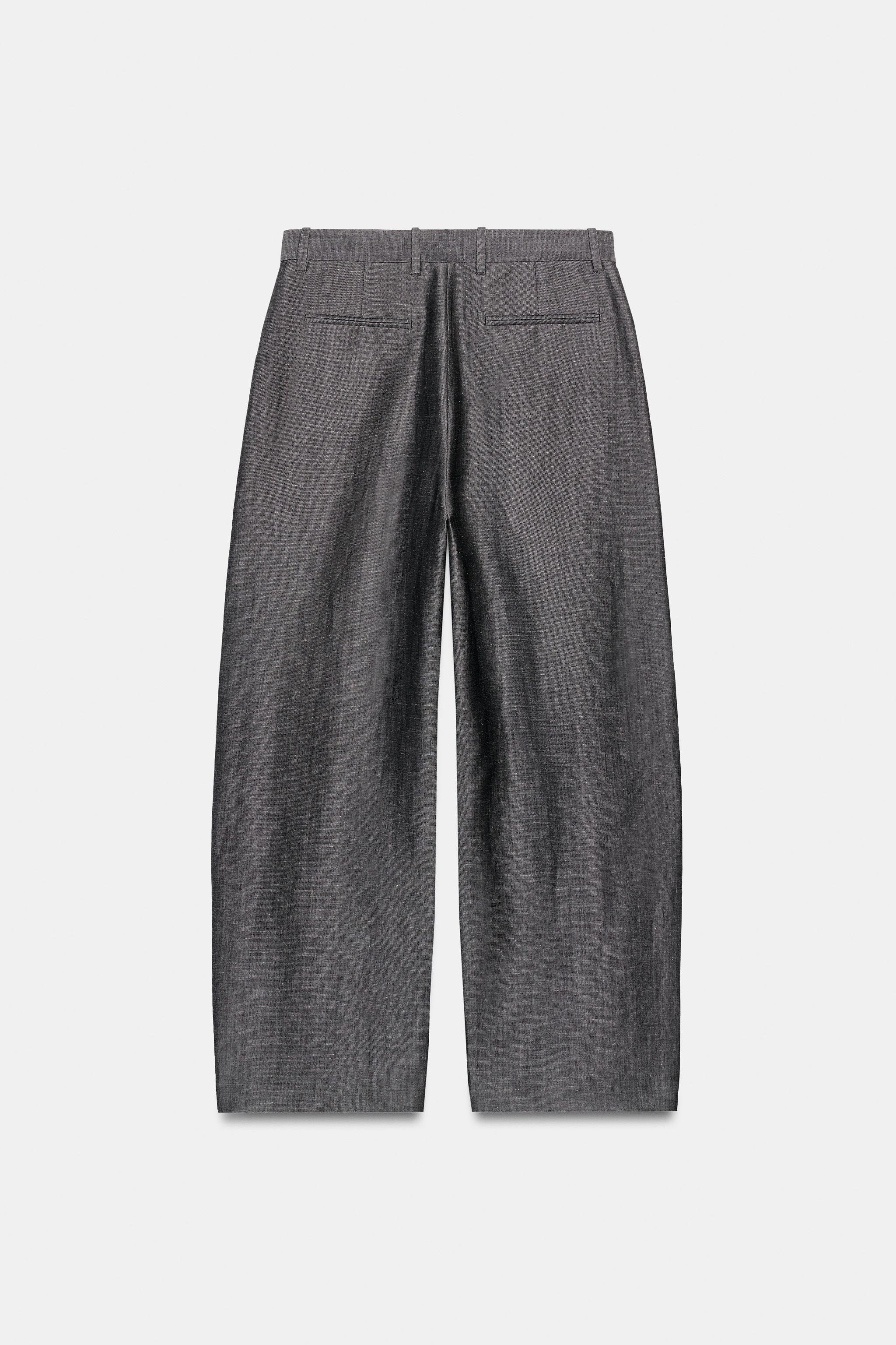 ZWコレクション リネンウールワイドパンツ - グレー | ZARA Japan / 日本