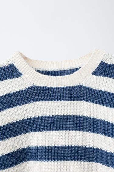 STRIPED KNIT JUMPER - Ecru / Blue by Zara - Image 2