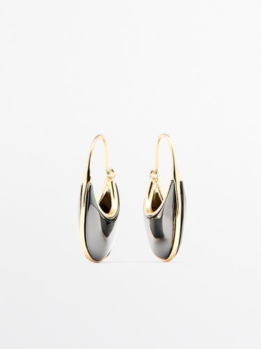 Pendientes anilla piedra - Negro de Zara - Imagen 0