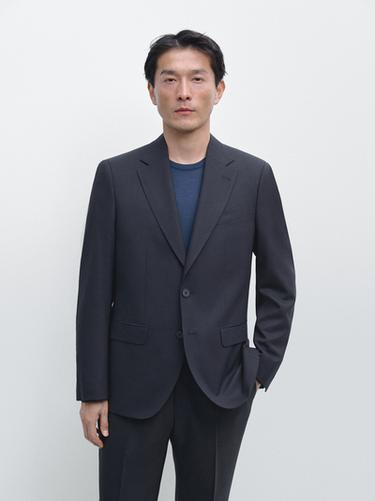 Zara Cool wool blend suit blazer - Navy blue