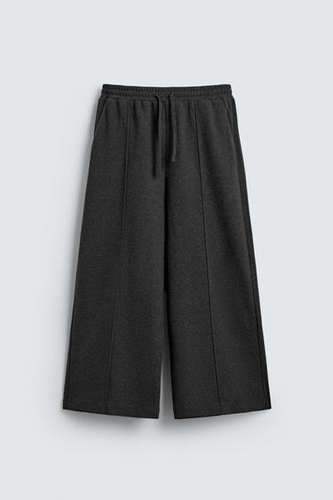 TEXTURED WIDE-LEG JOGGING TROUSERS - Dark grey by Zara