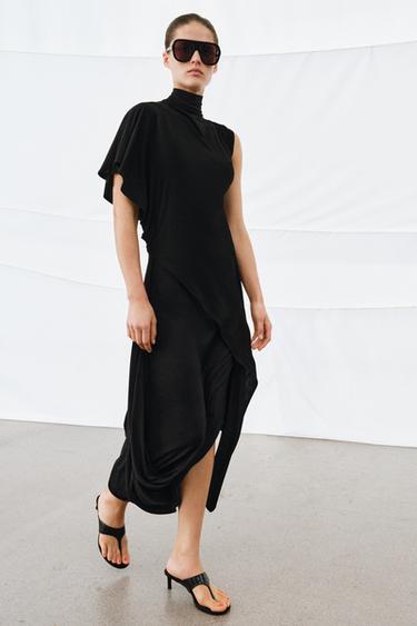 DRAPED MIDI SKIRT - Black by Zara