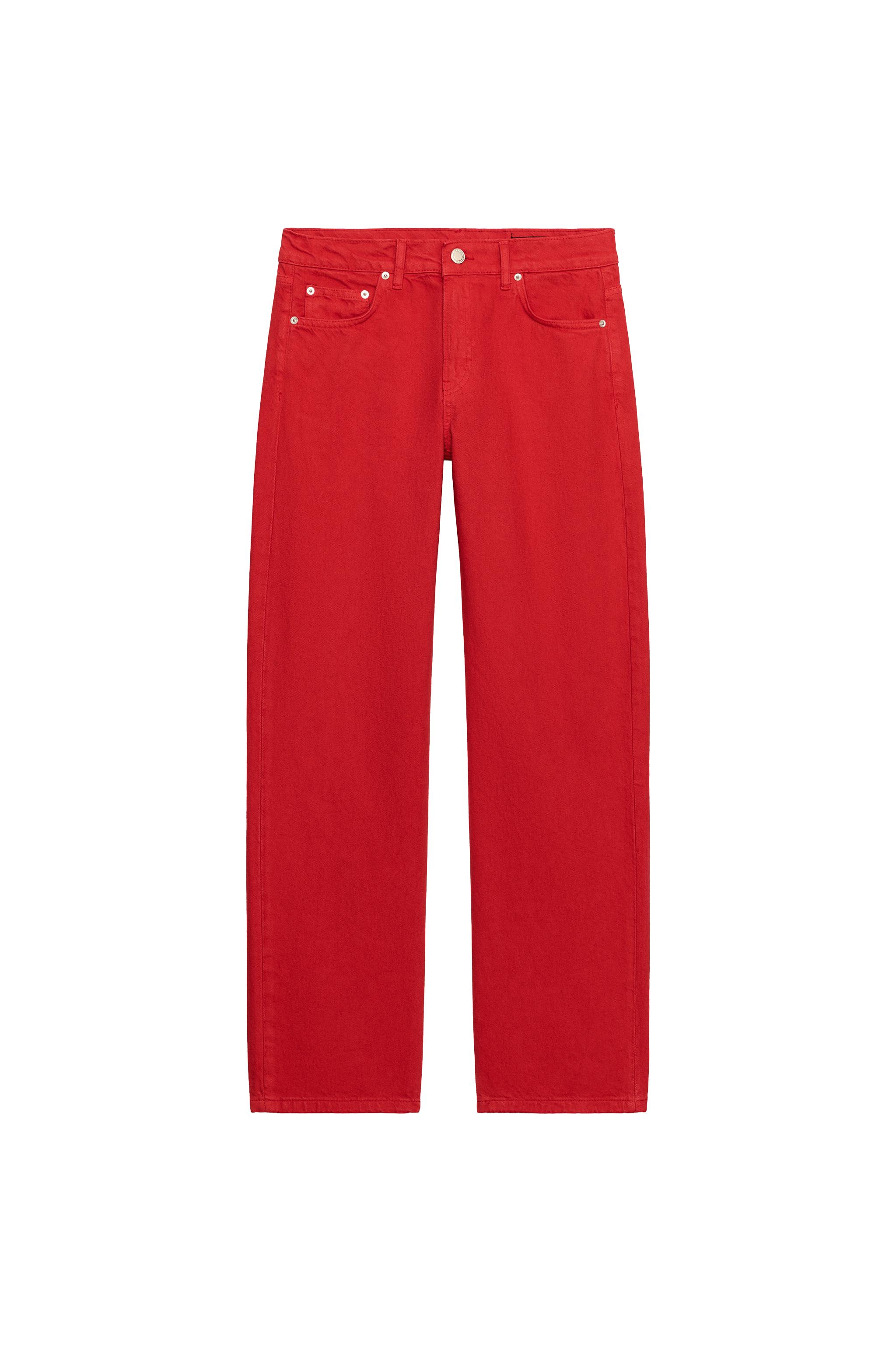 ZW COLLECTION MID-RISE STRAIGHT LEG JEANS - Red | ZARA United States