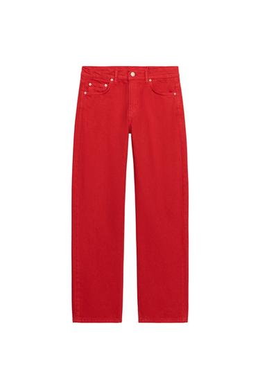 ZW COLLECTION MID-WAIST STRAIGHT JEANS - Red by Zara