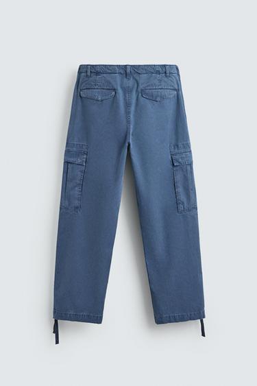 WASHED RELAXED FIT CARGO TROUSERS - Blue by Zara - Image 7