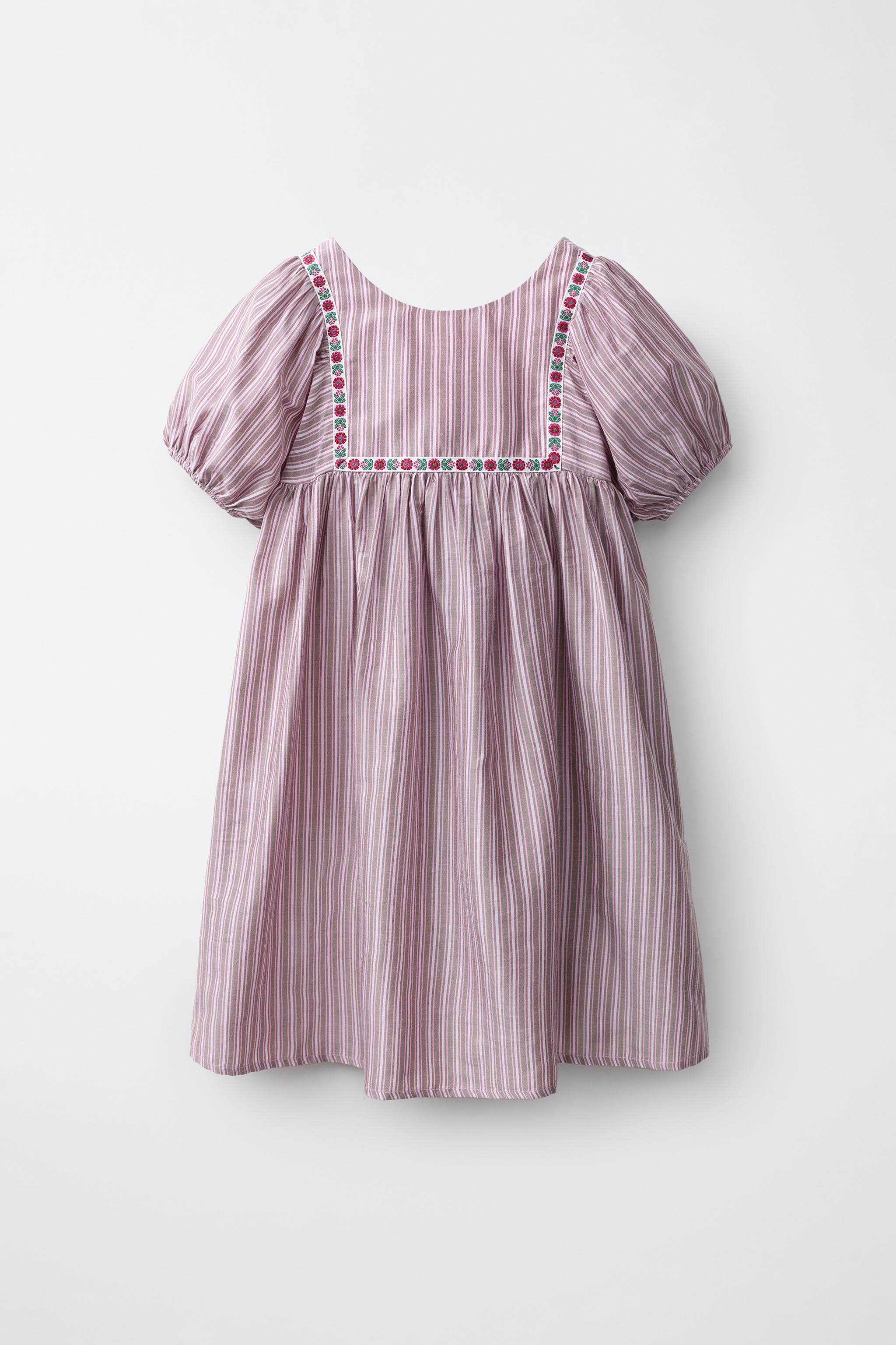 Детские платья Zara STRIPED TRIM DRESS — фото 2