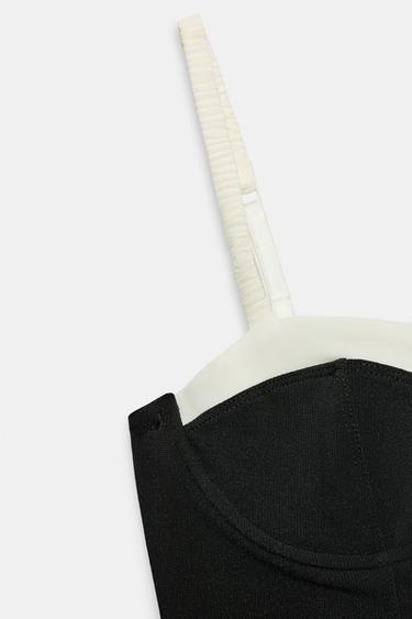 BODY À BRETELLES CONTRASTANTES - Noir / Blanc de Zara - Image 8