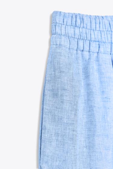 PANTALON LARGE AVEC LIN - Bleu de Zara - Image 6