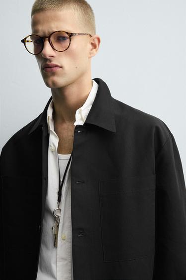 SURCHEMISE COUPE DÉCONTRACTÉE À POCHES - Noir de Zara - Image 5