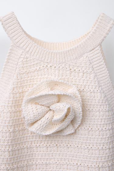 CROCHET KNIT TOP - Ecru by Zara - Image 2