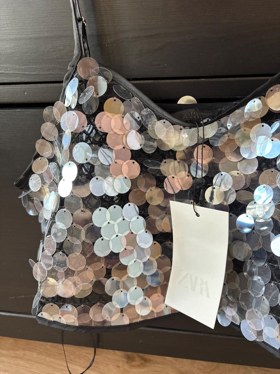 SEQUINNED CROP TOP | SECOND HAND | Zara Preowned