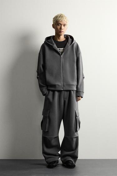 SUDADERA COMPACTA RELAXED FIT CAPUCHA - Azul / Gris de Zara - Imagen 0