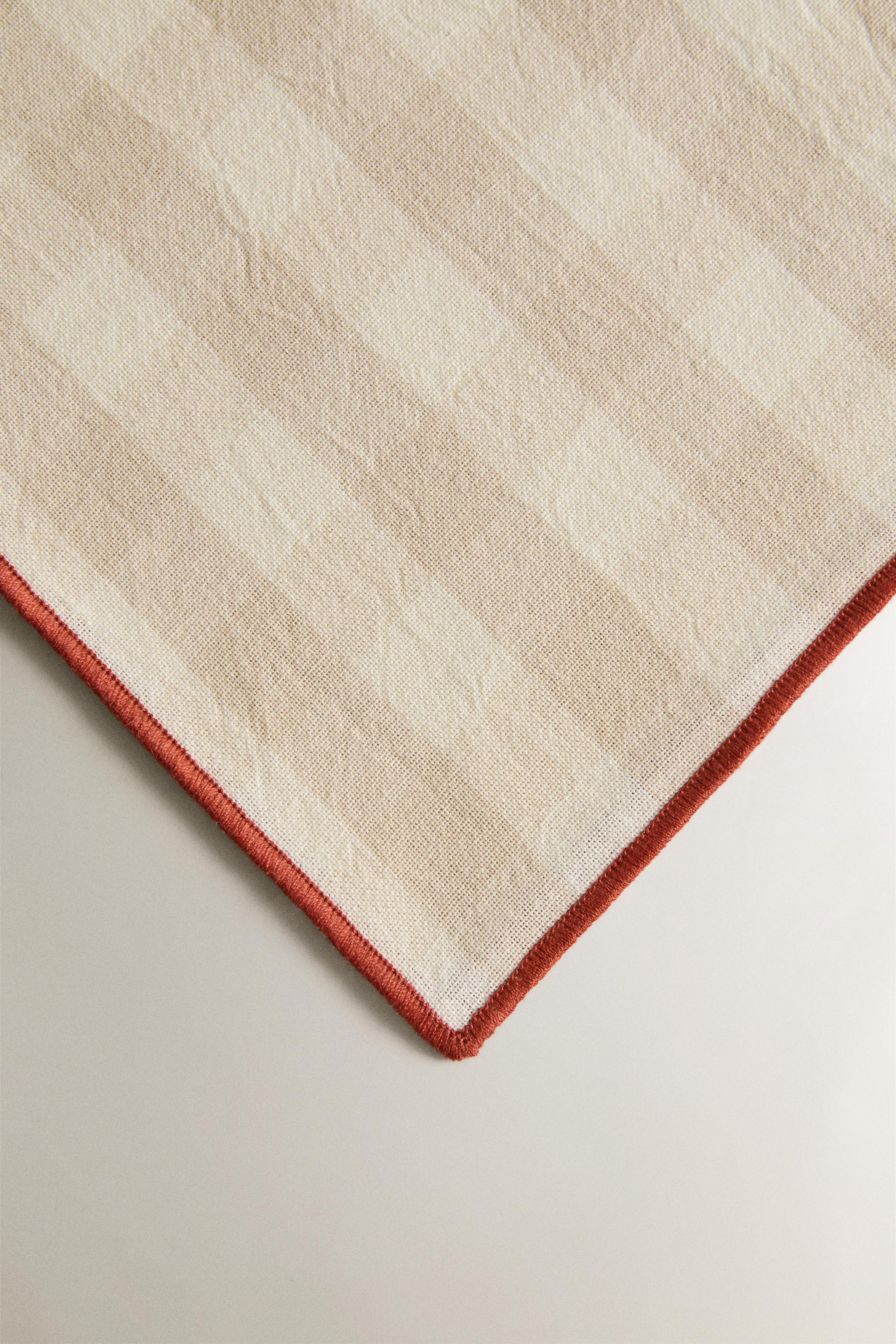 PACK OF CHECK TOPSTITCH NAPKINS (PACK OF 2) — Beige