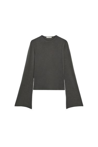 CAMISETA MANGA LARGA ANCHA - Gris antracita de Zara