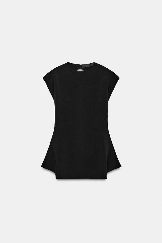 TOP EN MAILLE PÉPLUM - Noir de Zara - Image 4