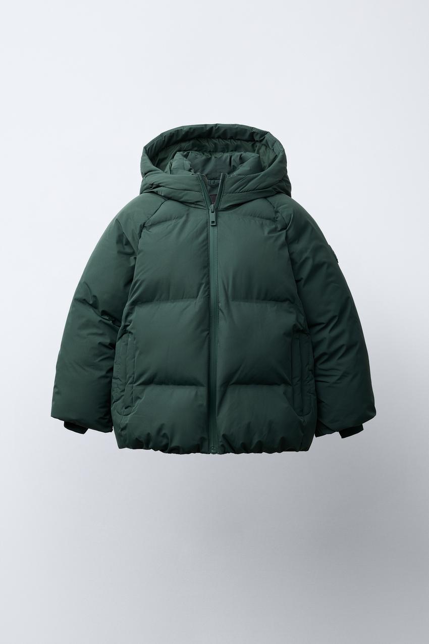 撥水加工フード付きキルト加工コート - グリーン | ZARA Japan / 日本