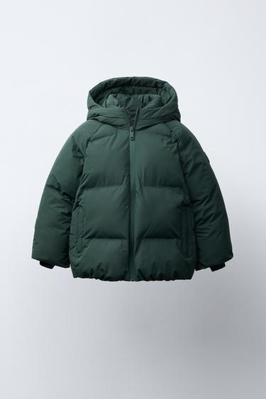 WATER-REPELLENT HOODED PADDED JACKET - Green by Zara