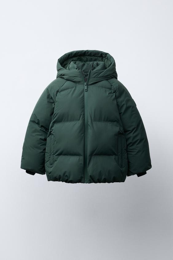 撥水加工フード付きキルト加工コート - グリーン | ZARA Japan / 日本