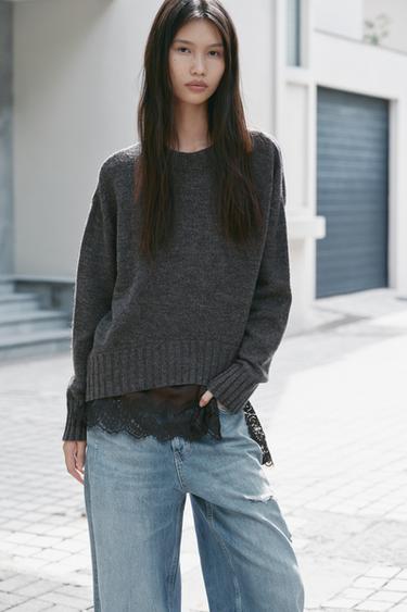 Zara 羅紋針織衫 - 斑紋灰色