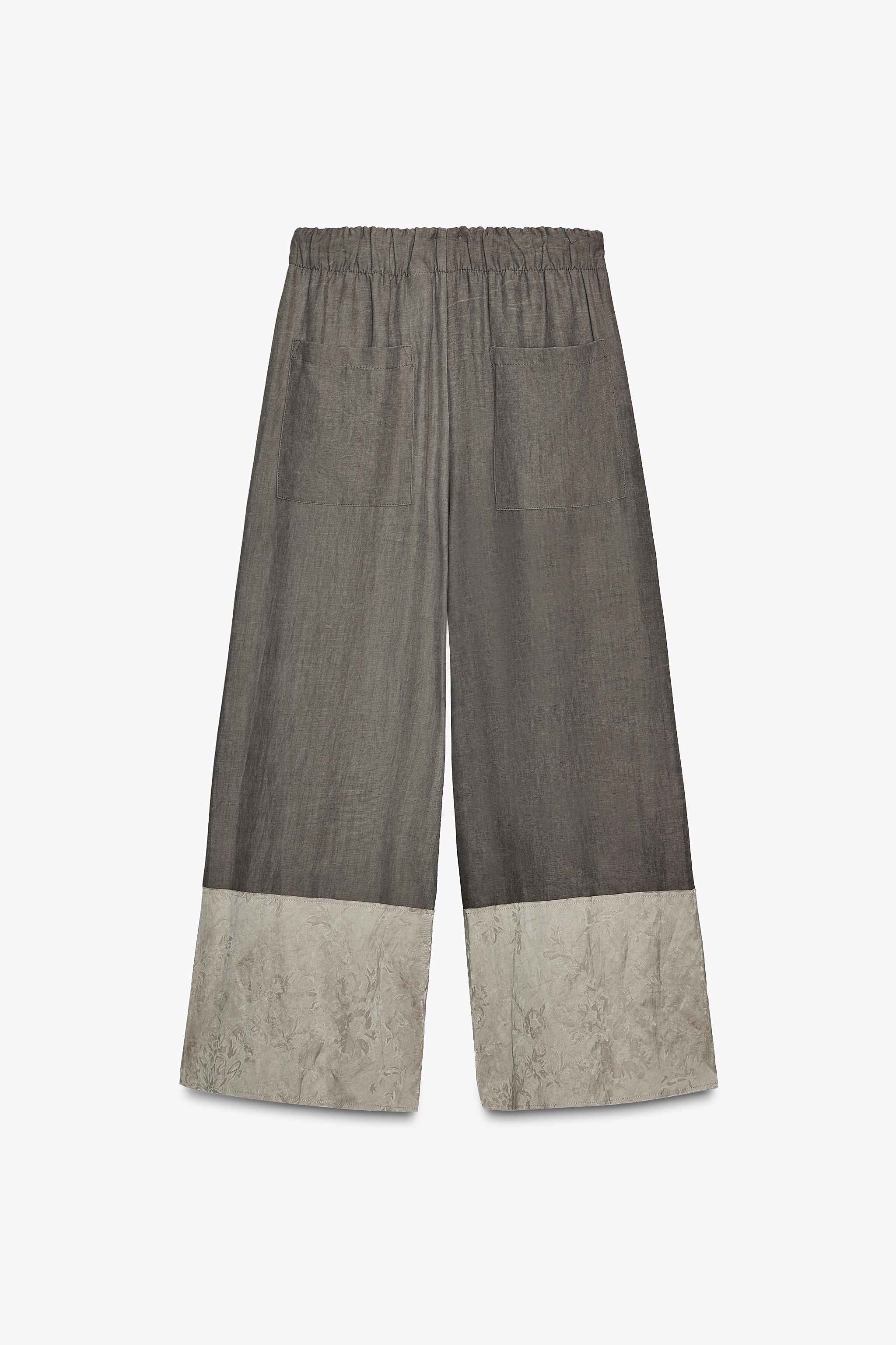 【et.UNiVER】separated pants combination ZW COLLECTION JACQUARD COMBINATION PANTS - Gray marl | ZARA
