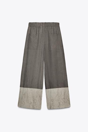 JACQUARD COMBINATION TROUSERS ZW COLLECTION - Grey marl by Zara - Image 4