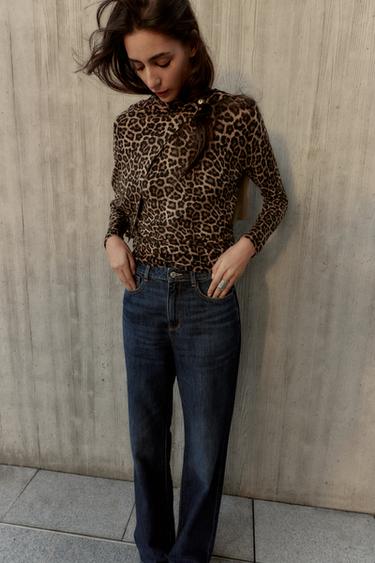 ANIMAL PRINT KNIT JUMPER - Black / Brown by Zara