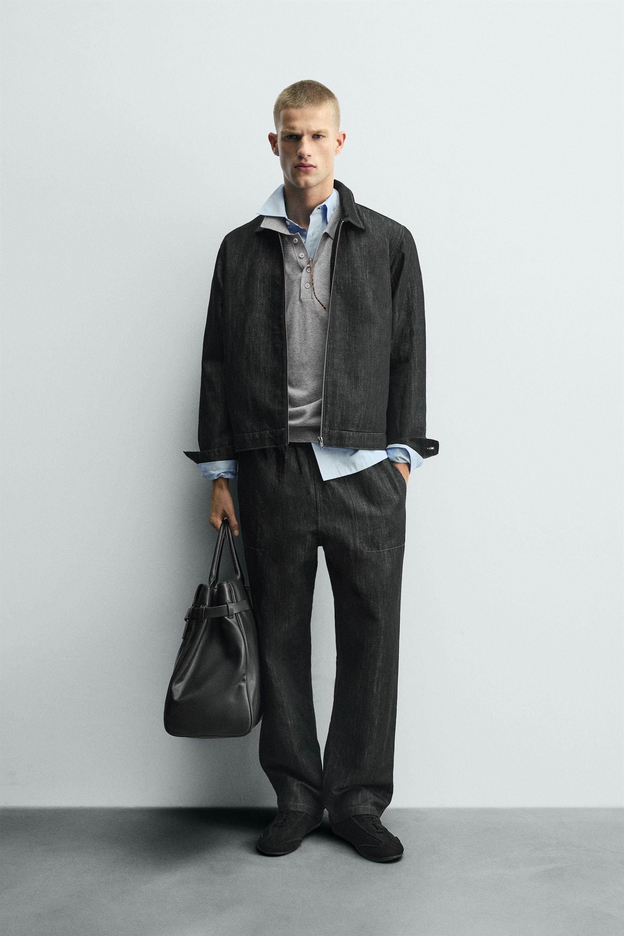 ZARA テクスチャー スーツ ブレザー + スラックス パンツ ブラック黒M ZARA テクスチャー スーツ ブレザー + スラックス パンツ