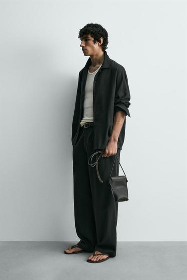 CHEMISE RELAXED FIT LIN ET VISCOSE - Noir de Zara - Image 3