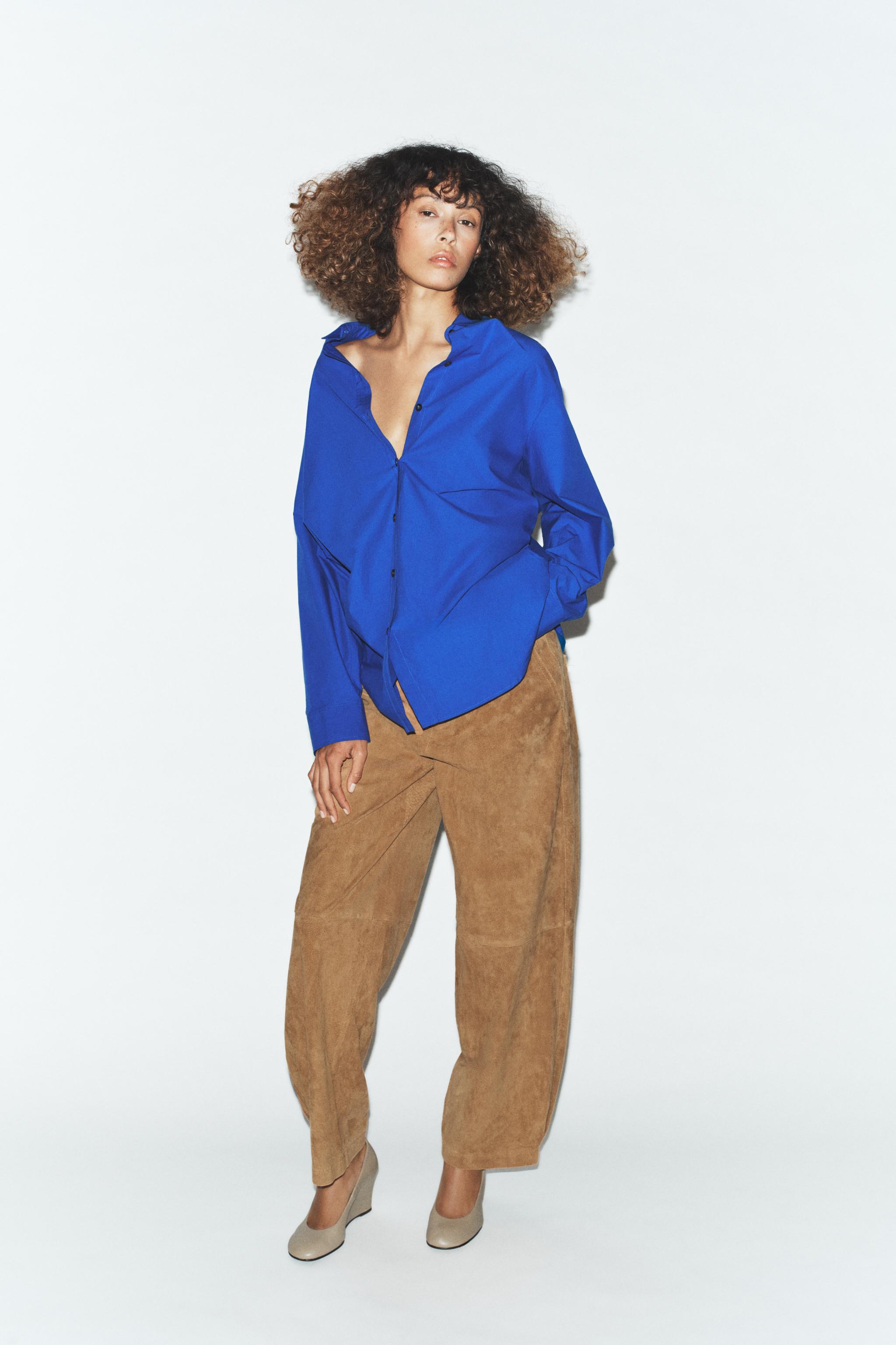 CHEMISE EN POPELINE À PINCES LATÉRALES