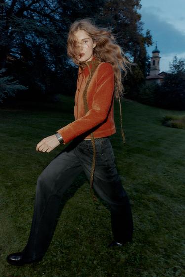 VELVET JACKET WITH SHOULDER PADS - Burnt orange by Zara - Image 5