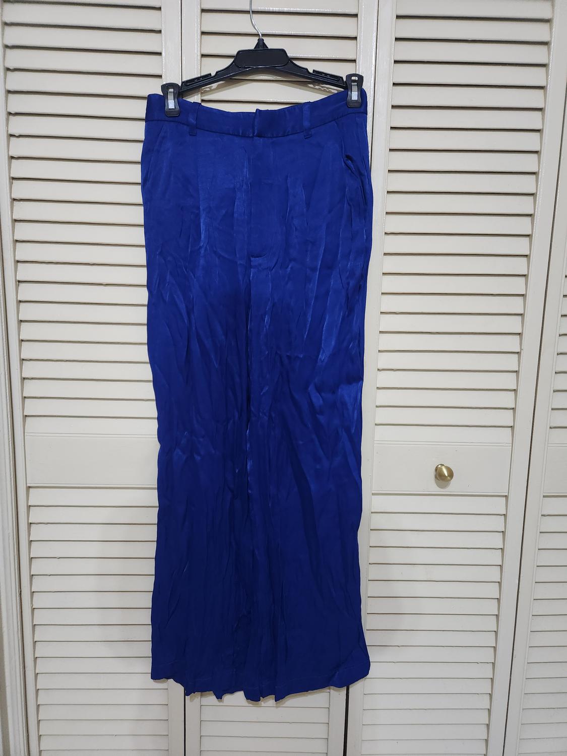 MENSWEAR STYLE FULL LENGTH SATIN EFFECT PANTS
