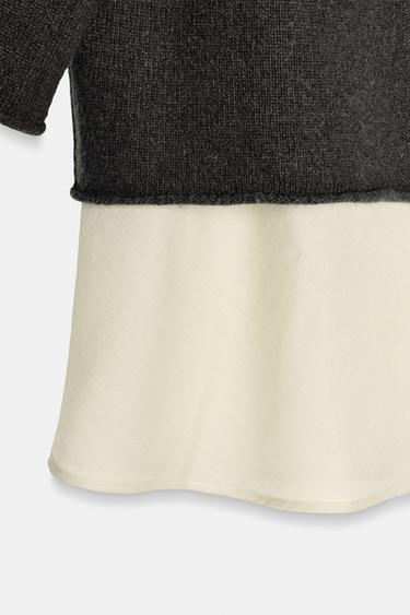 PULL EN LAINE AVEC SATIN COMBINÉ - Charbon de Zara - Image 3