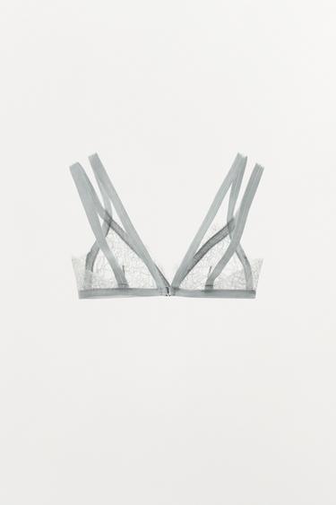 CONTRAST LACE BRALETTE - Blue / Grey by Zara - Image 5