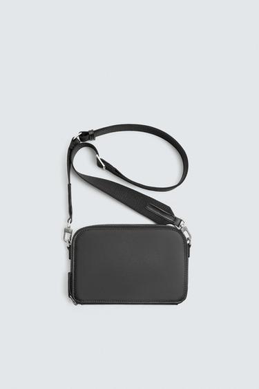 LEATHER CROSSBODY BAG - Black by Zara
