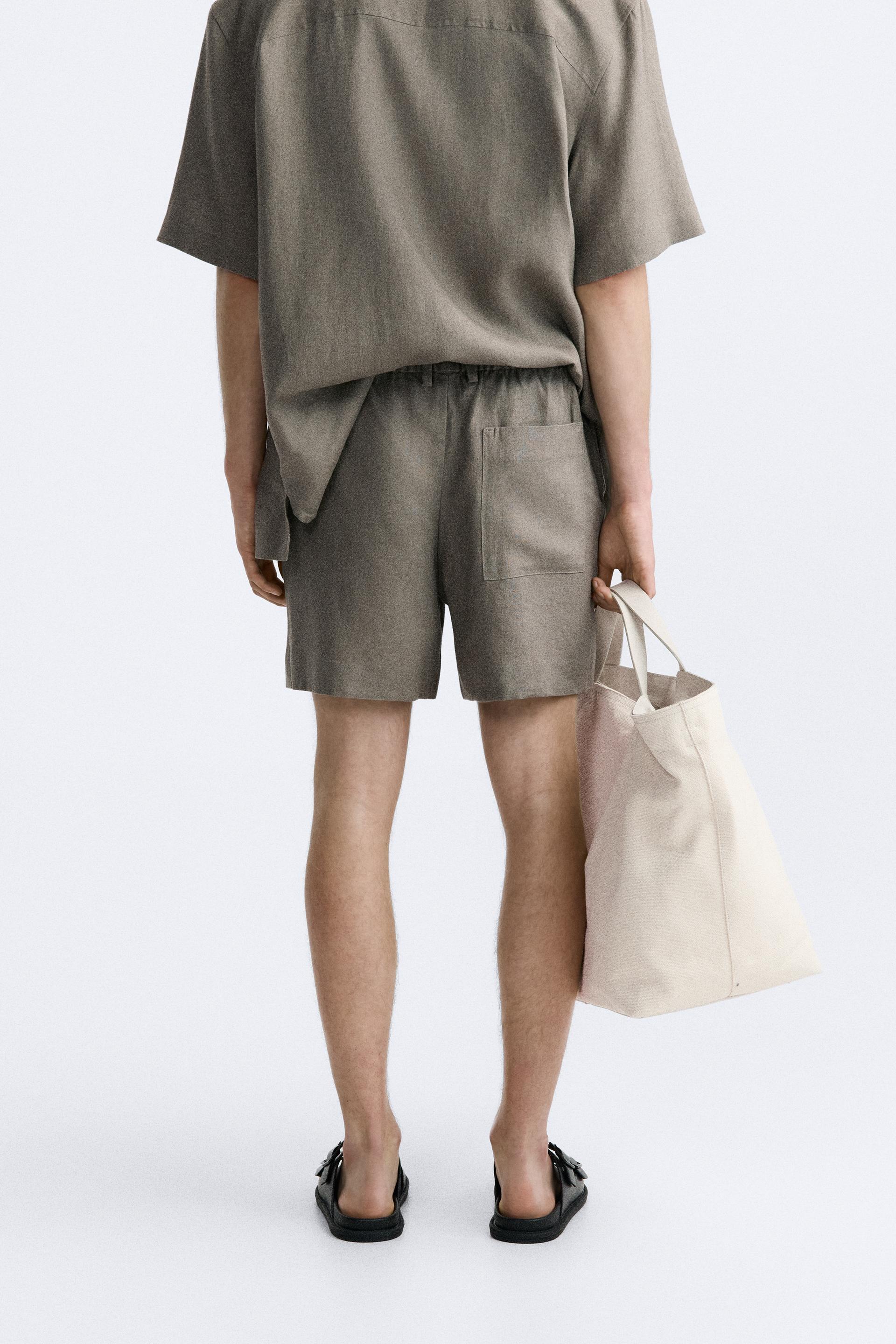 100% linen bermuda shorts with drawstring - Man
