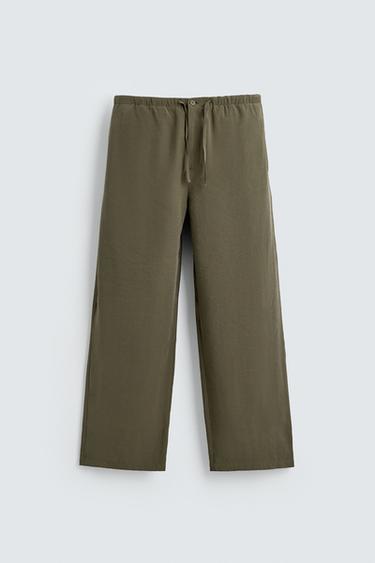 PANTALÓN FLUIDO RELAX FIT - Khaki de Zara