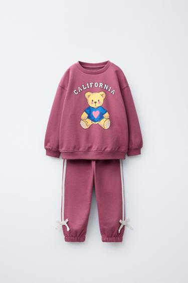 Zara TOTAL LOOK EMBOSSED PRINT SWEATSHIRT AND TIE JOGGER PANTS - 977