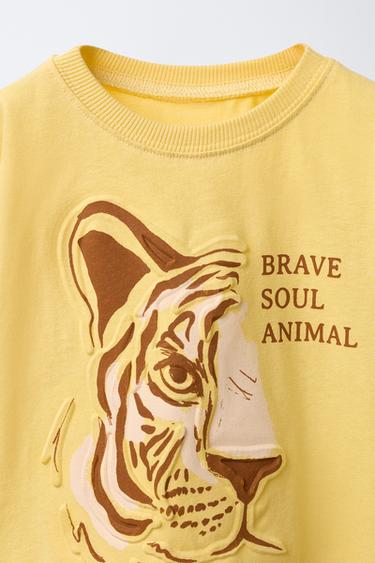 EMBOSSED ANIMAL T-SHIRT - Mid-yellow by Zara - Image 2