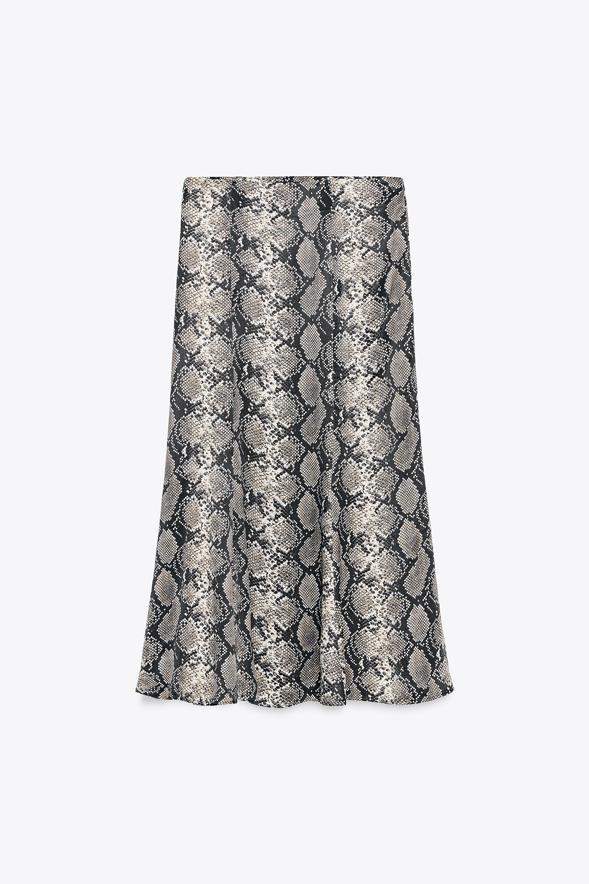 ANIMAL PRINT SATIN MIDI SKIRT - Main Image