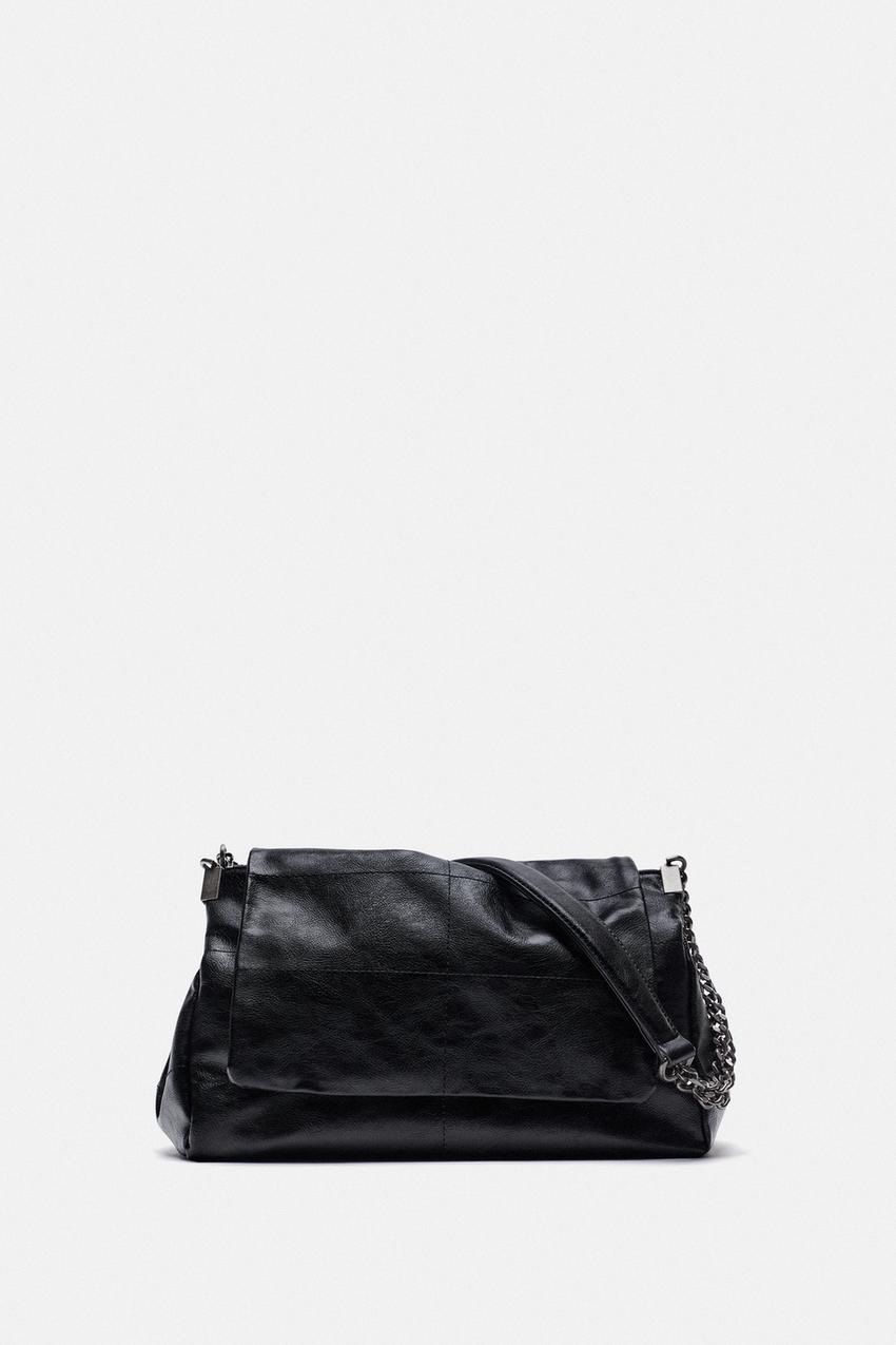 ROCK FLAP SHOULDER BAG - Black | ZARA India
