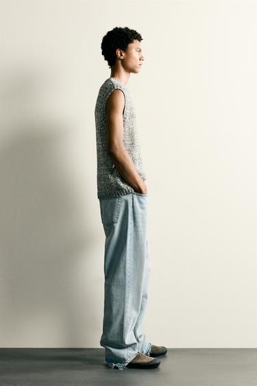 GILET EN MAILLE STRUCTURÉ - Écru de Zara - Image 3