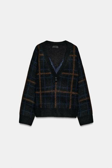 KNIT JUMPER WITH ARGYLE - Black by Zara