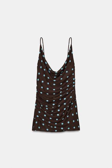 ROBE MINI À POIS - Marron-Bleu de Zara - Image 5