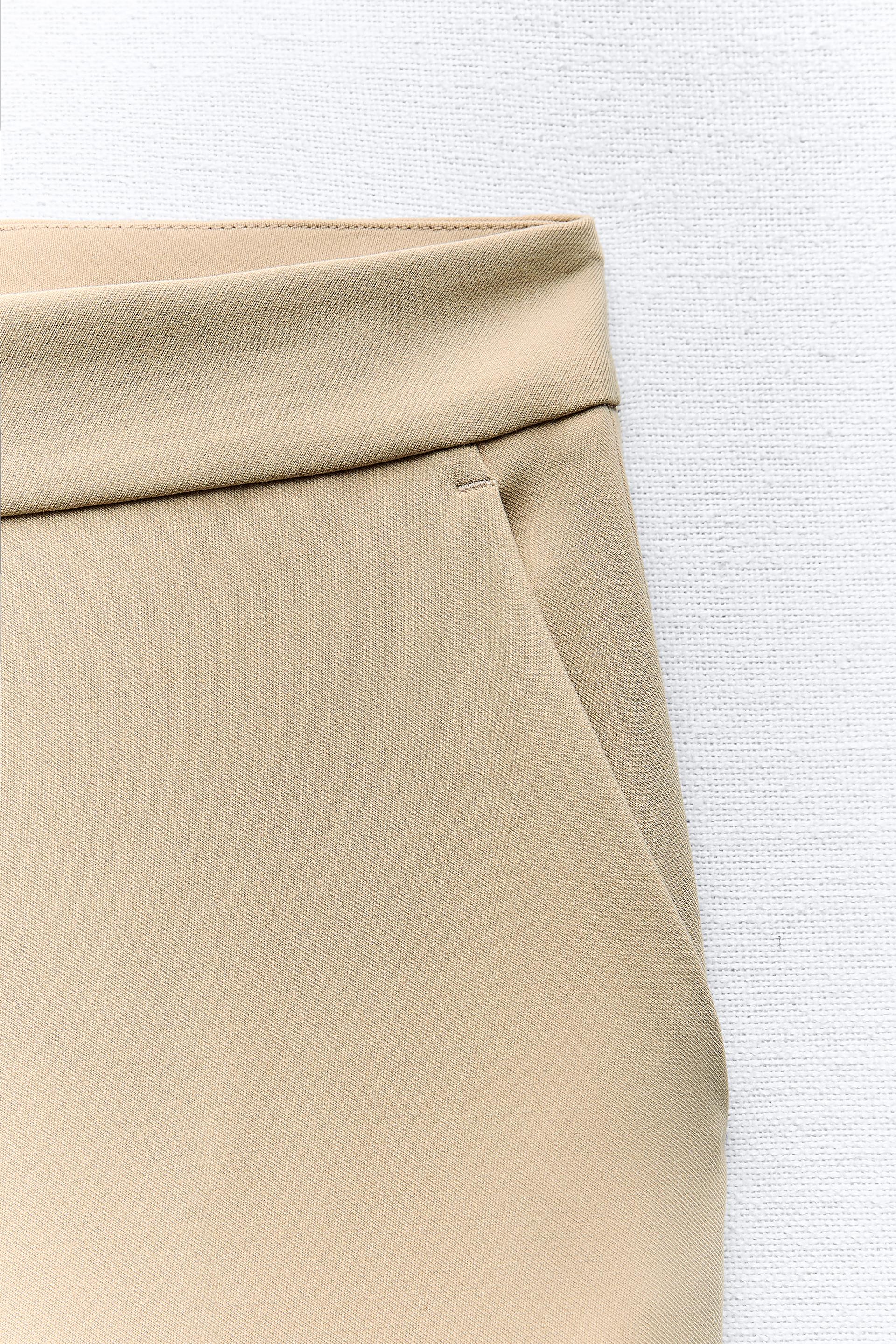 FLARED HIGH WAIST PANTS - taupe brown