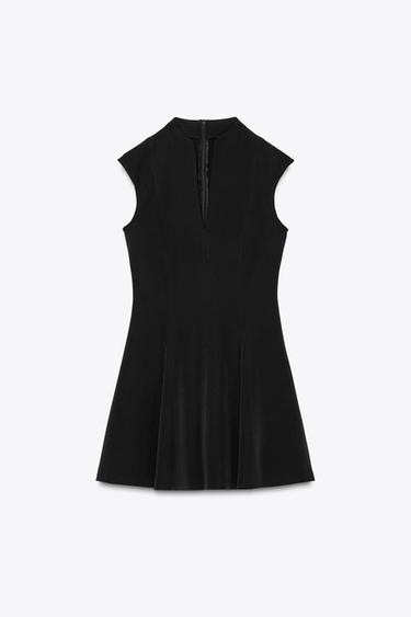 VESTIDO MINI CREPE MANGA SISA - Negro de Zara - Imagen 0