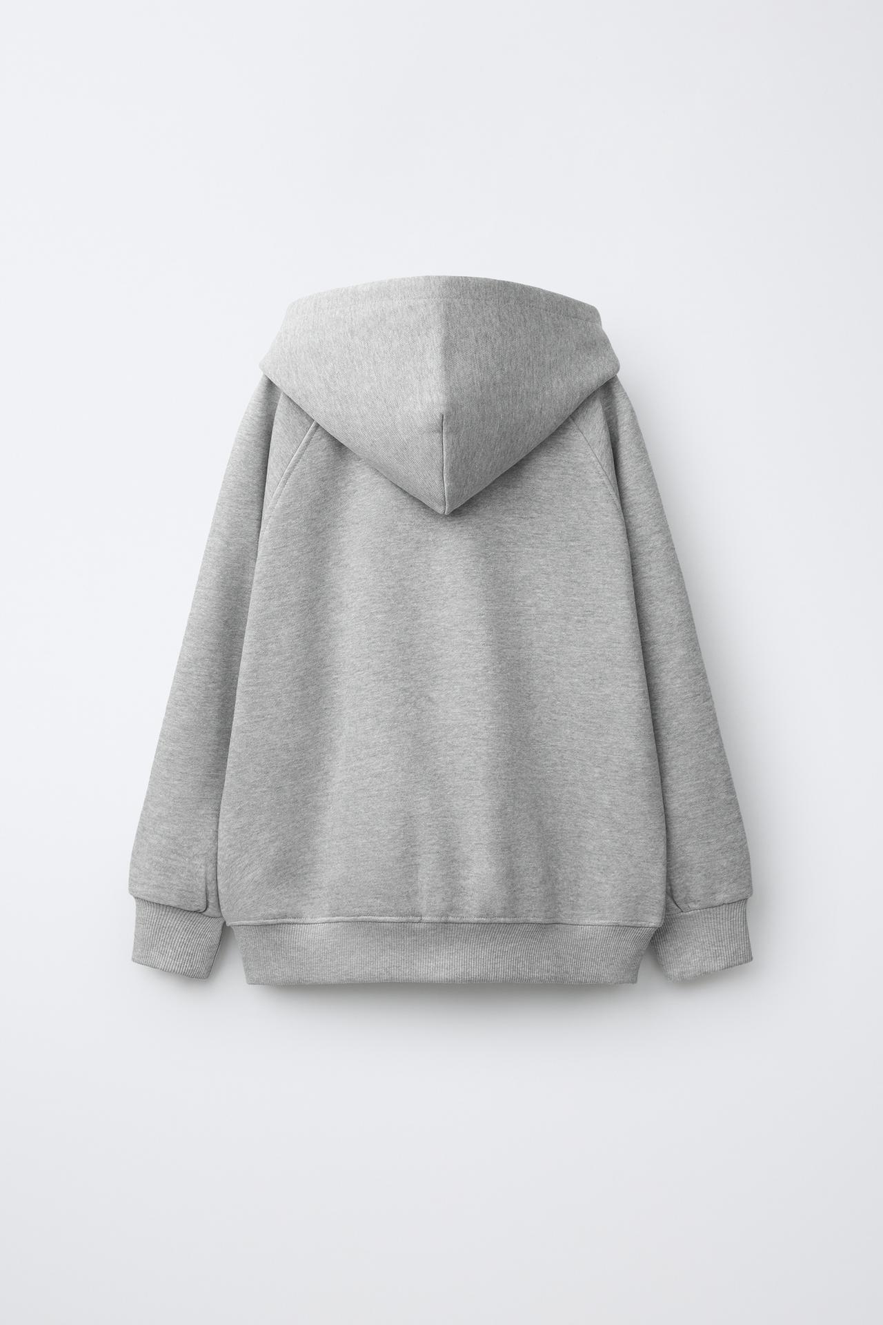 HOODED ZIP SWEATSHIRT — Gray marl