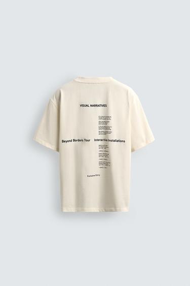 CONTRAST GRAPHIC T-SHIRT - Ecru / Beige by Zara - Image 7