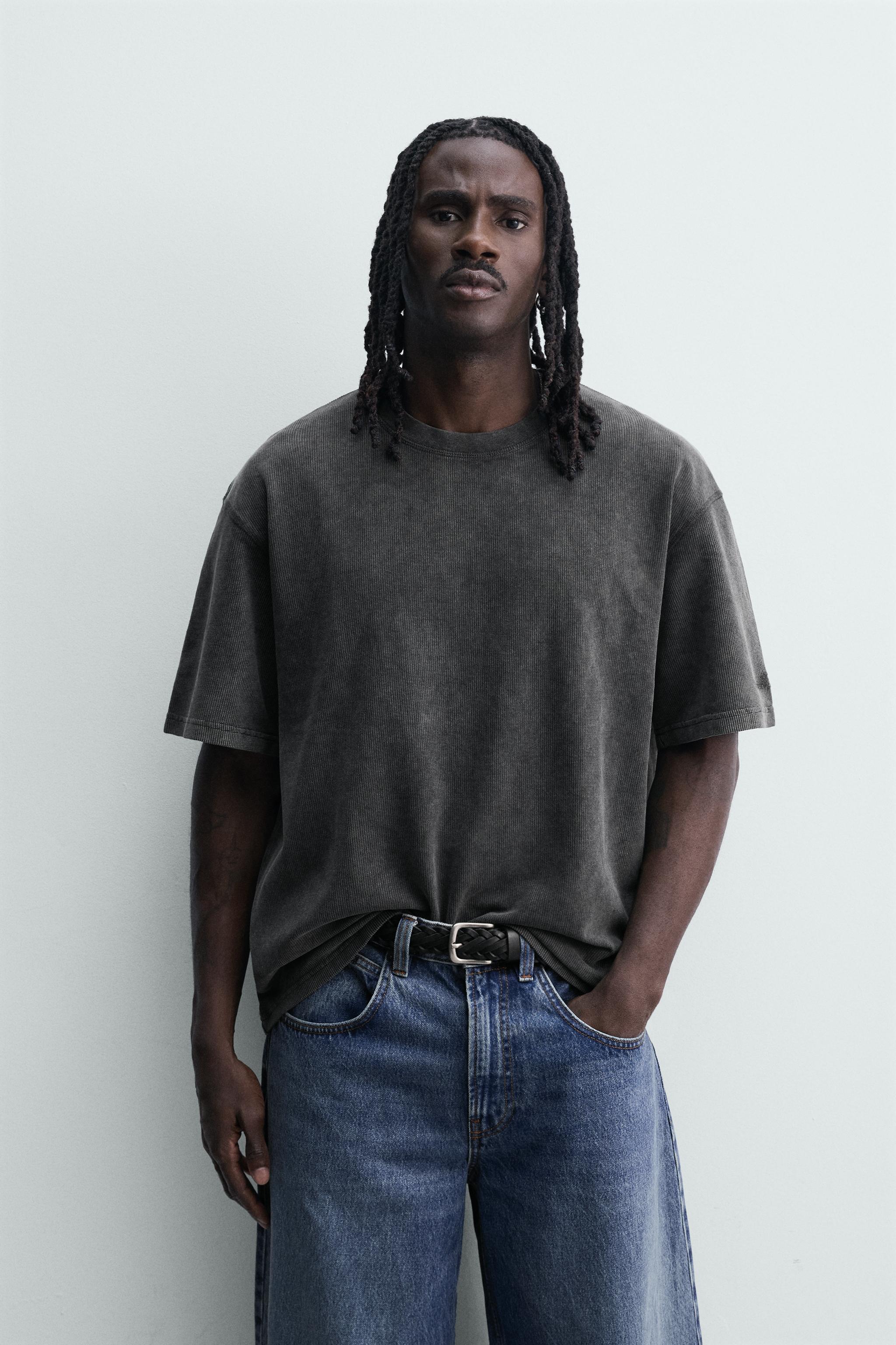 WASHED WAFFLE KNIT SHIRT — Anthracite grey (alternate view)